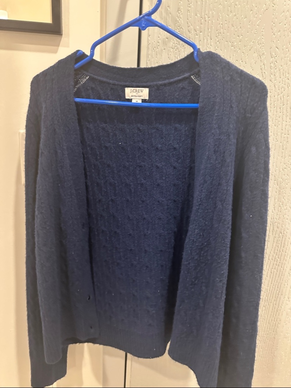 J. Crew Navy Open-Front Cable Cardigan